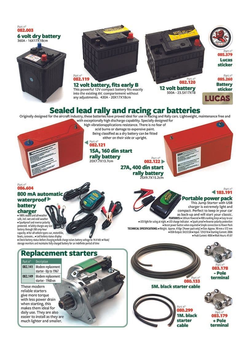 Batteries & starter - baterías, cargadores e interruptores - Accesorios y preparación - MGB 1962-1980 - Batteries & starter - 1