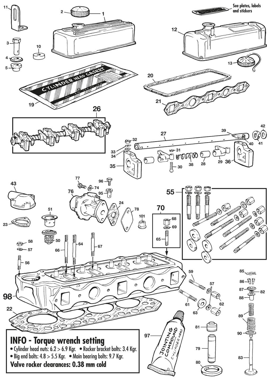 MGA 1955-1962 - Engine valves | Webshop Anglo Parts - Cylinder head - 1