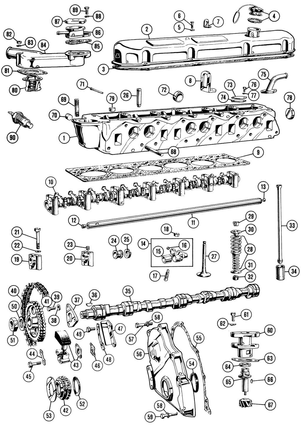 MGC 1967-1969 - Camshafts | Webshop Anglo Parts - Cylinder head - 1