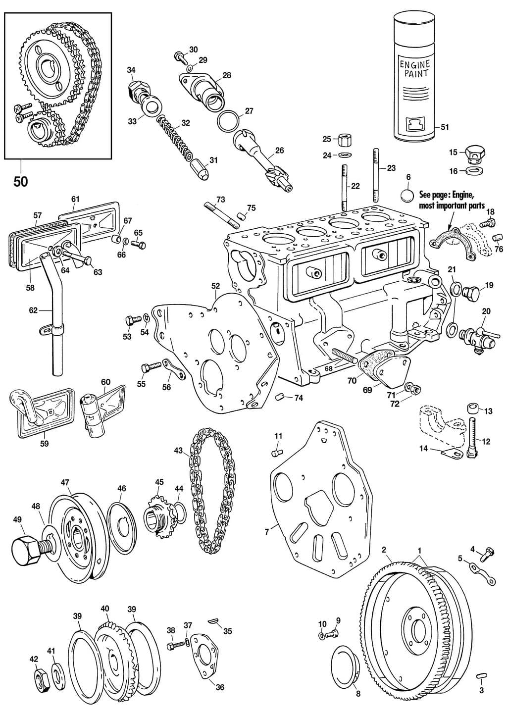 Morris Minor 1956-1971 - Bloque motor y accesorios - 1