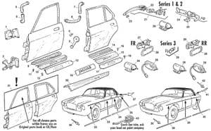 Decals & badges - Jaguar XJ6-12 / Daimler Sovereign, D6 1968-'92 - Jaguar-Daimler 予備部品 - Locks & moulding