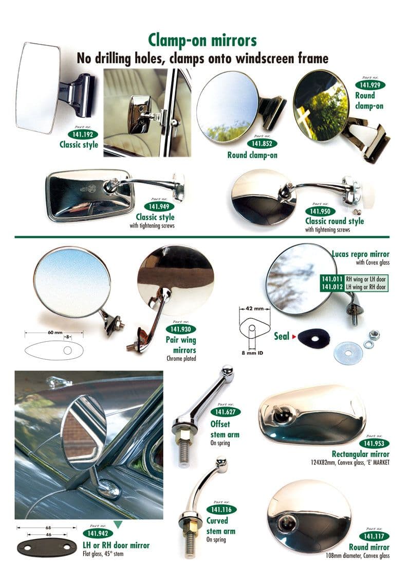 Mirrors - Ulkopuolen varustelu & tarvikkeet - Viritys & tarvikkeet - Jaguar MKII, 240-340 / Daimler V8 1959-'69 - Mirrors - 1