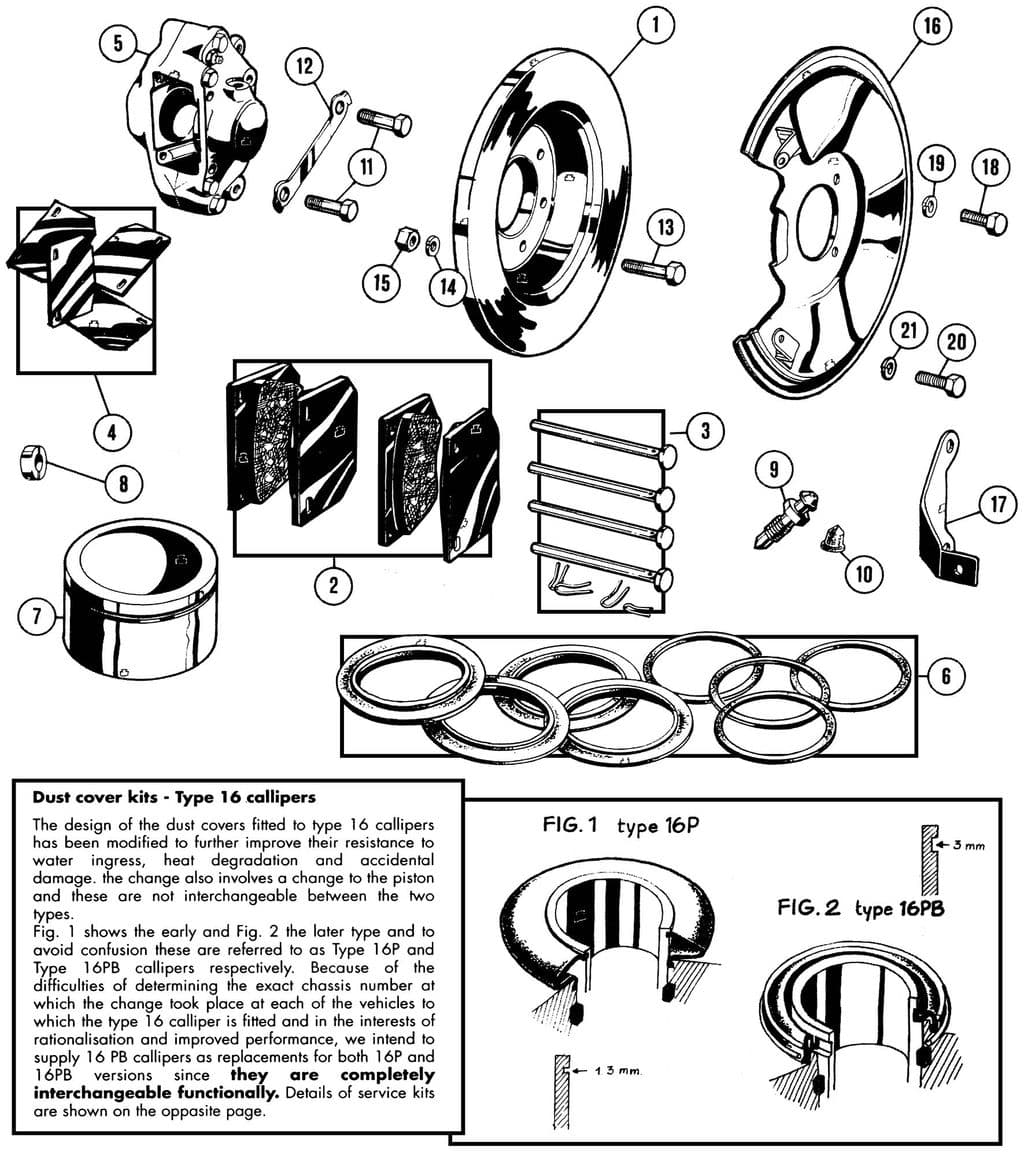 MGC 1967-1969 - Performance brake pads | Webshop Anglo Parts - Brake caliper & disc - 1
