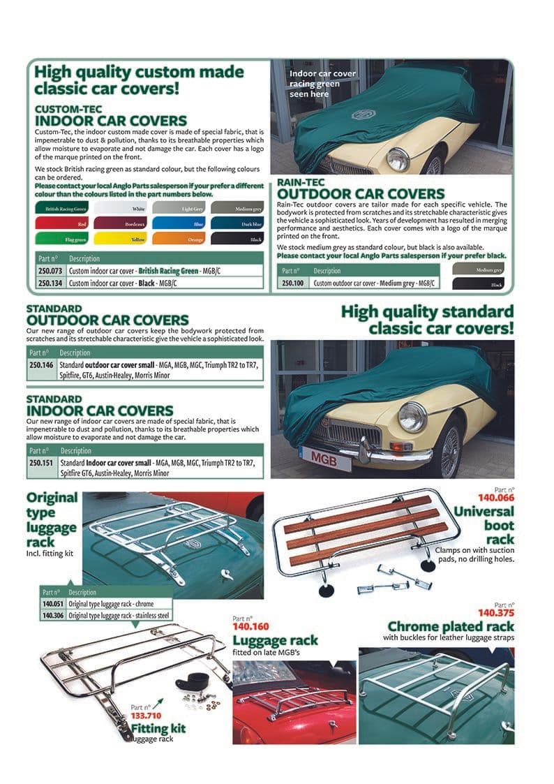 Car covers & luggage racks - Tavaratelineet - Viritys & tarvikkeet - MGB 1962-1980 - Car covers & luggage racks - 1