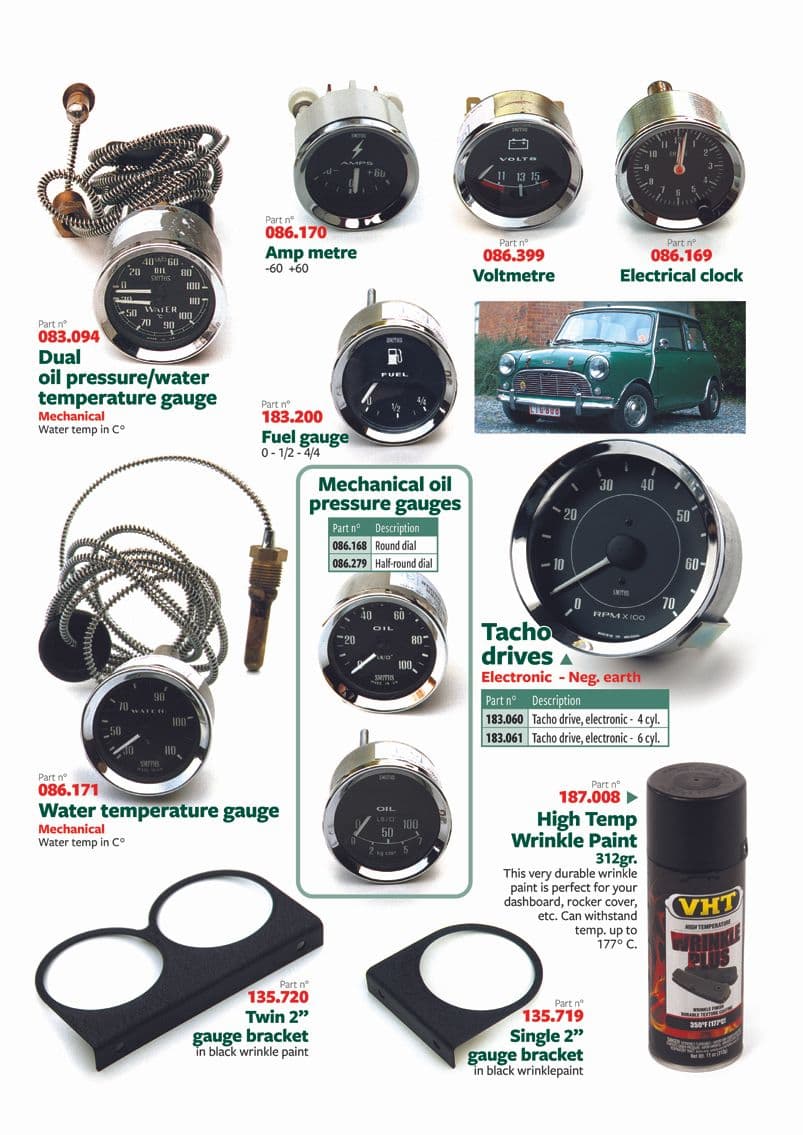 British Parts, Tools & Accessories - Fuel gauges - 2 instruments & holders - 1