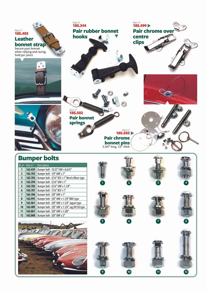 British Parts, Tools & Accessories - Bonnet & parts - Bonnet locks & bumper bolts - 1