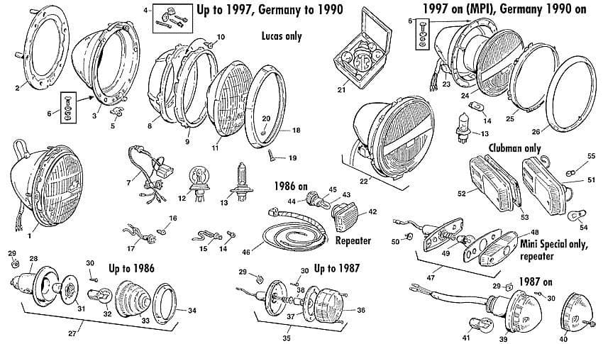 Mini 1969-2000 - Indicator Assemblies | Webshop Anglo Parts - Headlamps & side lamps - 1