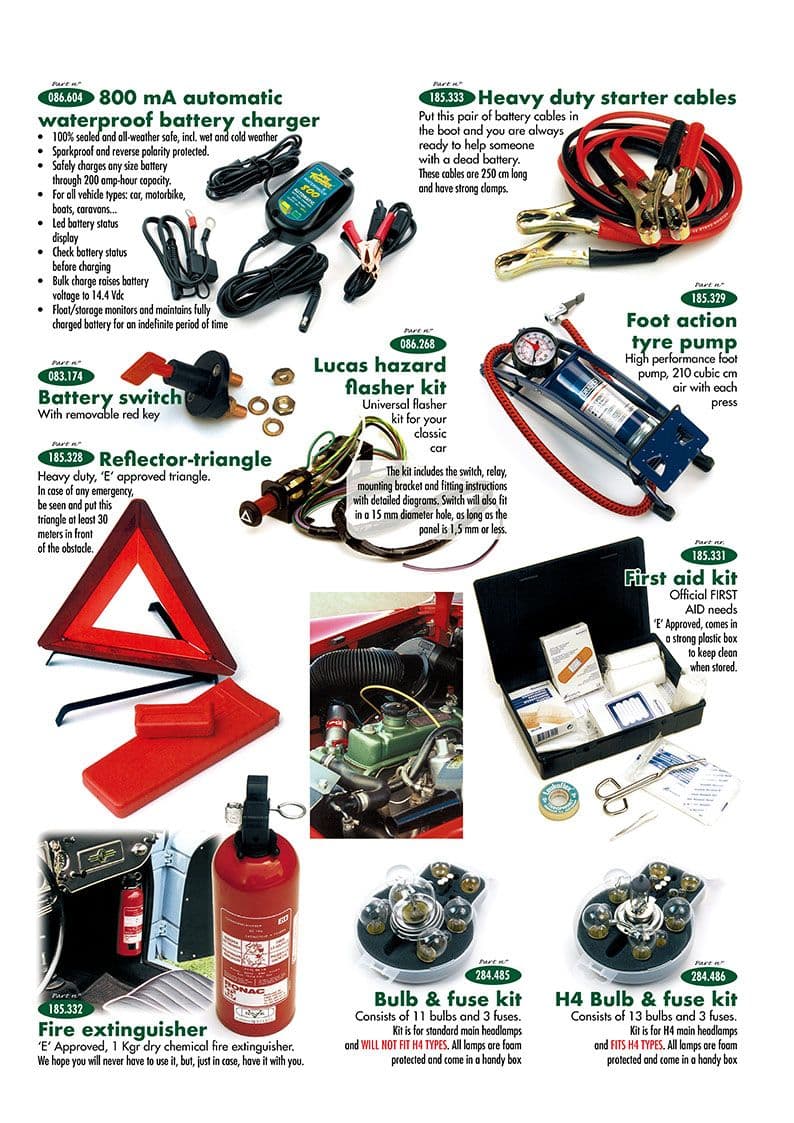 Practical accessories - Safety parts - Maintenance & storage - Austin-Healey Sprite 1964-80 - Practical accessories - 1