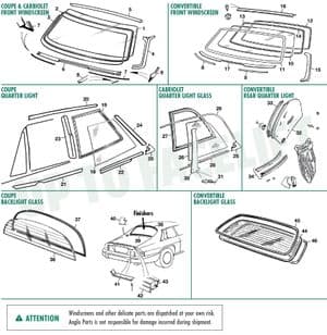 Carrosserie montage - Jaguar XJS - Jaguar-Daimler reserveonderdelen - Pre facelift windows