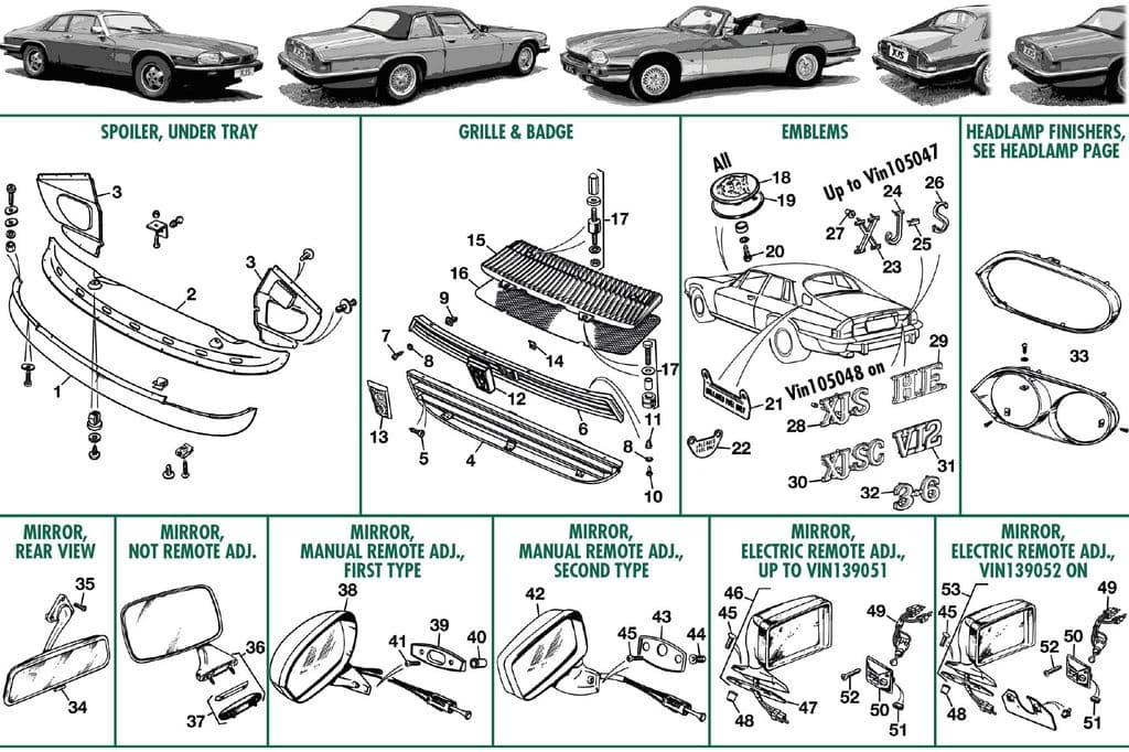 Jaguar XJS - Interior mirrors | Webshop Anglo Parts - Grills, badges, mirrors - 1