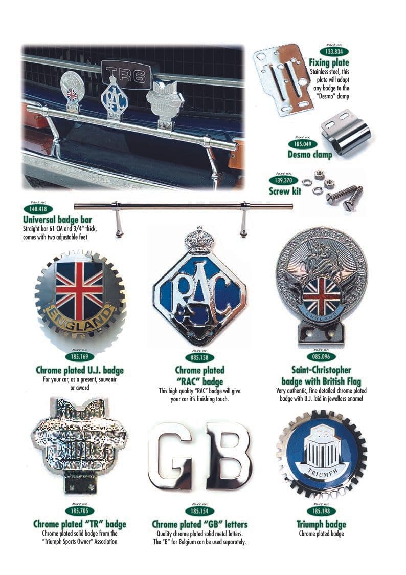 Badges - accesorios estéticos exteriores - Accesorios y preparación - Triumph TR5-250-6 1967-'76 - Badges - 1