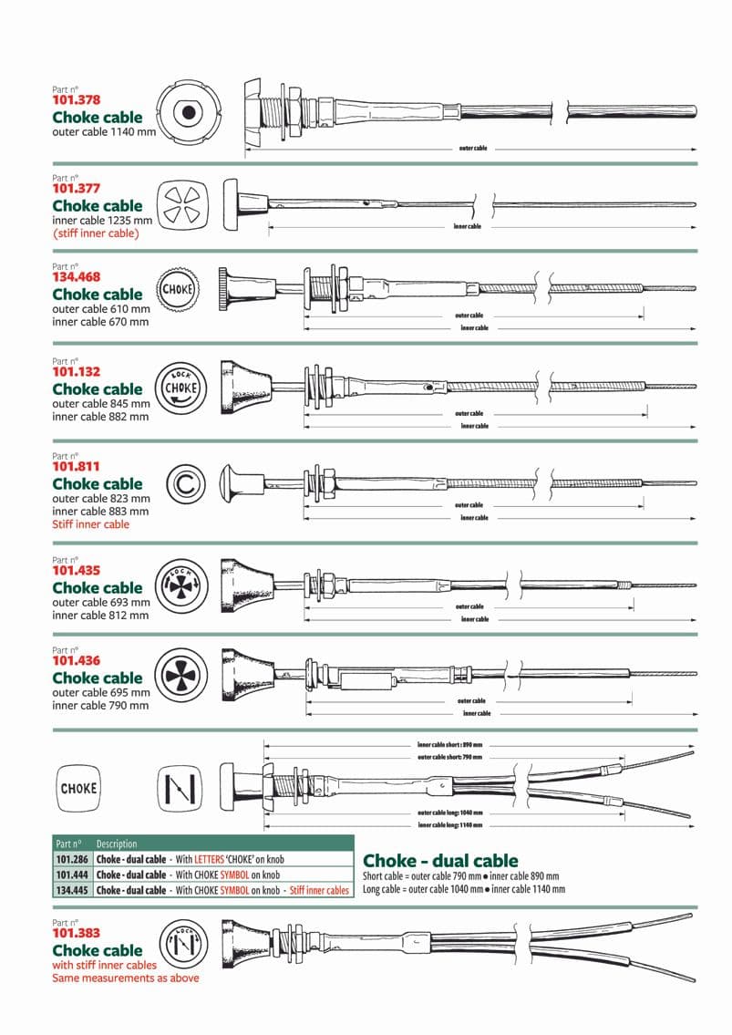 British Parts, Tools & Accessories - Chokes - Choke cables 2 - 1