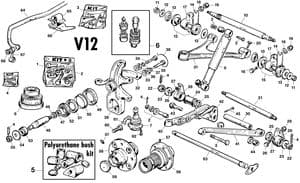 suspensión delantera 12 cil - Jaguar E-type 3.8 - 4.2 - 5.3 V12 1961-1974 - Jaguar-Daimler piezas de repuesto - Front suspension