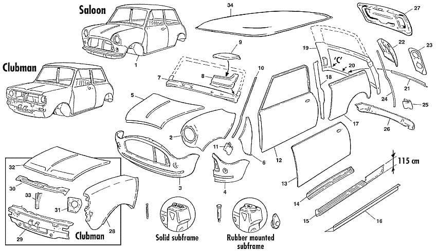 Mini 1969-2000 - Car sunroofs, convertibles & hardtops - Saloon & Clubman external - 1