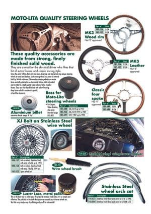 llantas de radios y utillaje - Jaguar XJ6-12 / Daimler Sovereign, D6 1968-'92 - Jaguar-Daimler piezas de repuesto - Steering & wire wheels