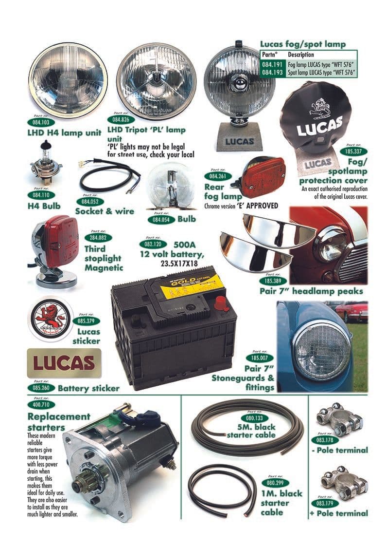 Lamps, batteries & starters - Batterie, chargeur & interrupteurs - Accessoires & améliorations - Morris Minor 1956-1971 - Lamps, batteries & starters - 1