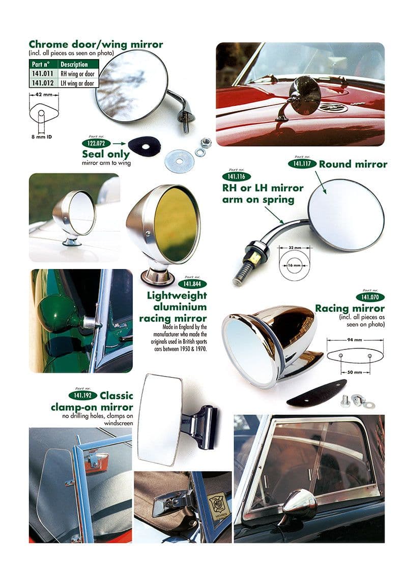 Mirrors - Speglar - Bil tillbehör och trimmning - MGA 1955-1962 - Mirrors - 1