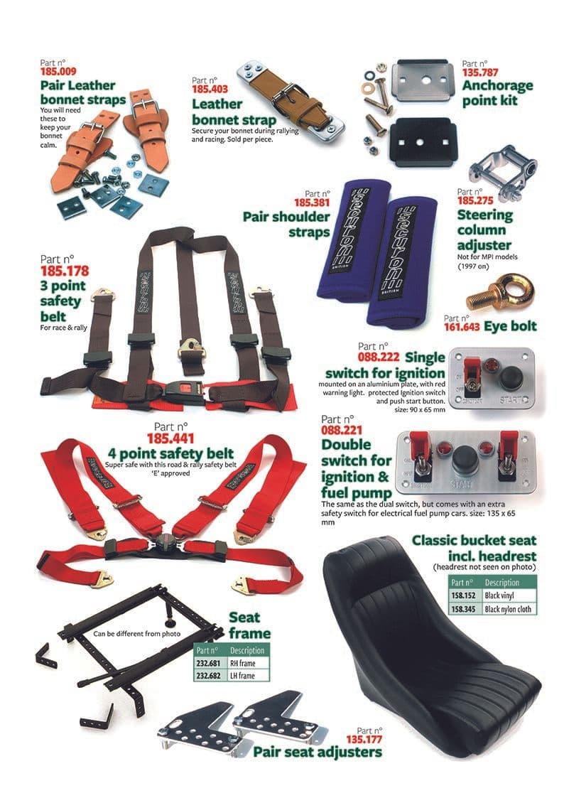 Racing accessories - Veiligheids onderdelen - Onderhoud & opslag - Mini 1969-2000 - Racing accessories - 1