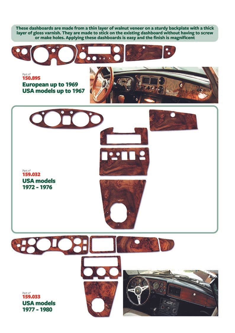 Dash veneer - Innre Styling - Bil tillbehör och trimmning - MGB 1962-1980 - Dash veneer - 1