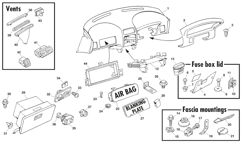 MGF-TF 1996-2005 - Airbags, sensors & accessories - Fascia & fittings - 1