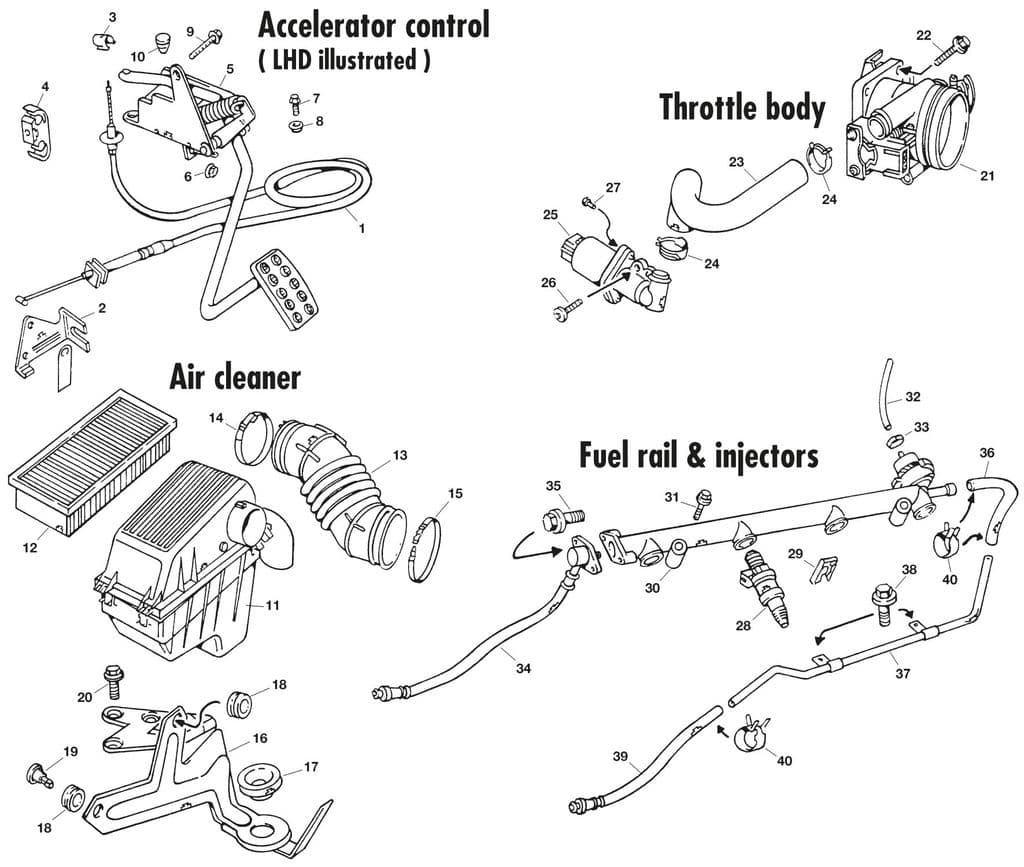 MGF-TF 1996-2005 - Air intake & fuel sensors - Accelerator, air & fuel - 1