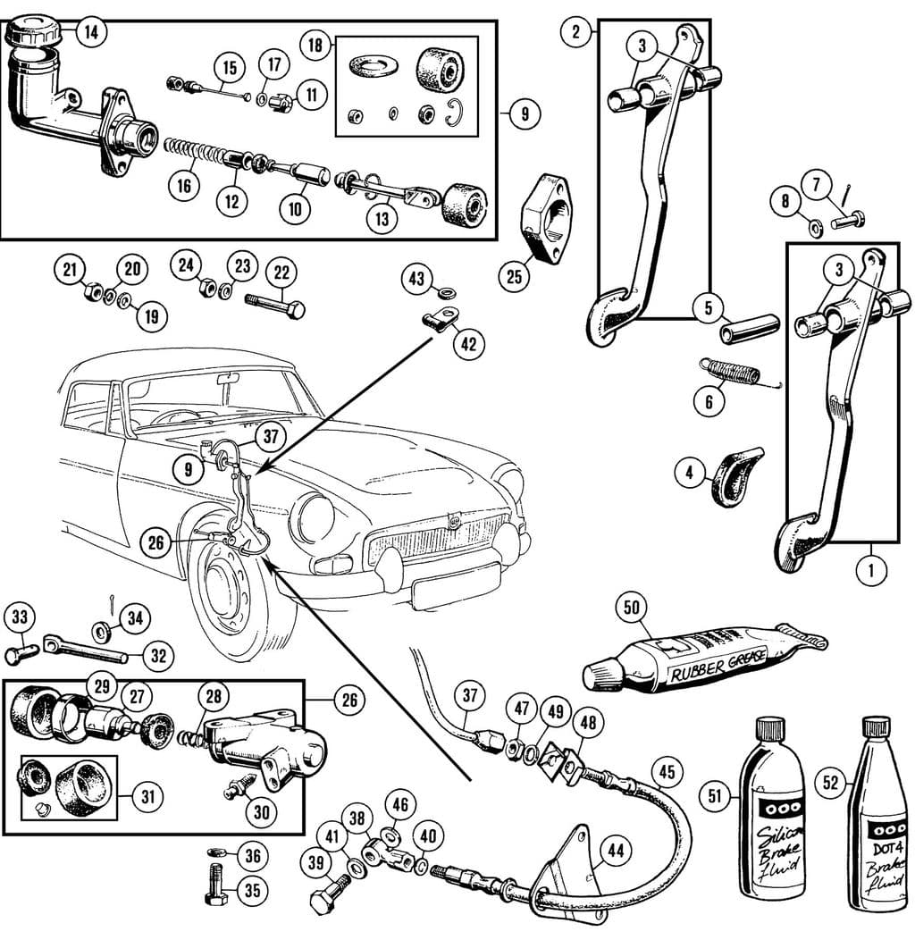 MGC 1967-1969 - Clutch cables, pipes, hoses - Clutch & hydraulics - 1