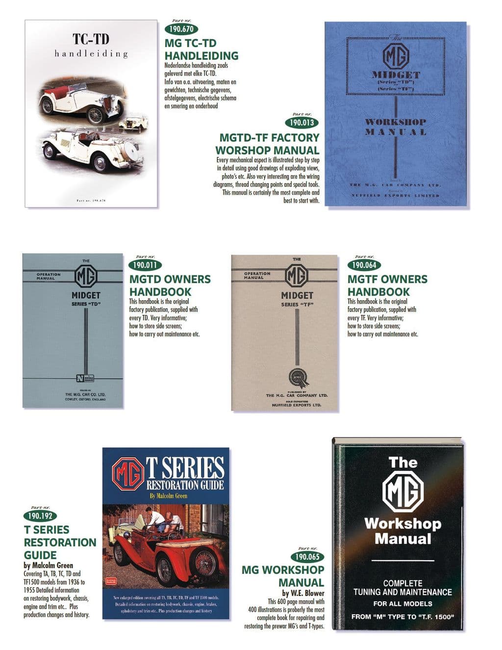 MGTD-TF 1949-1955 - BOOKS AND MANUALS | Webshop Anglo Parts - Handbooks - 1