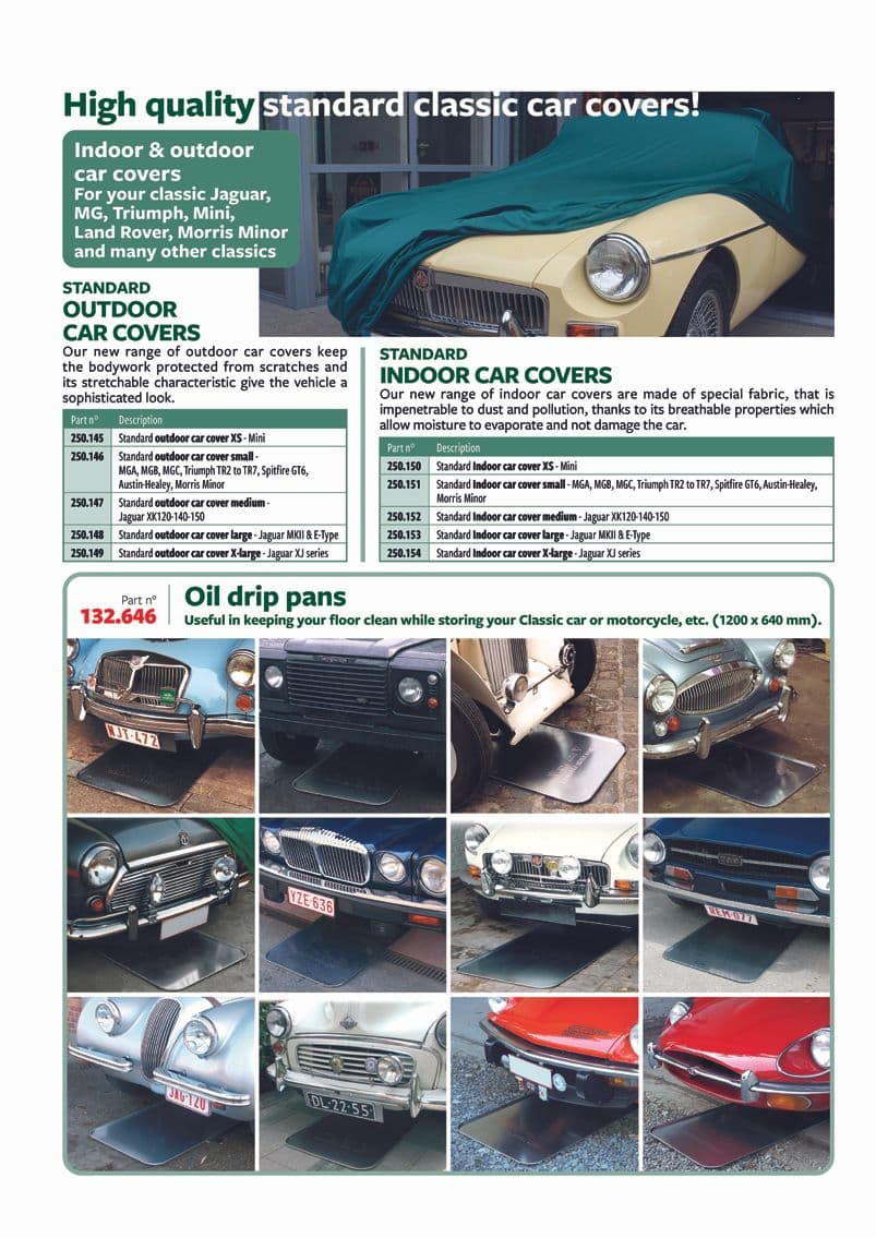 Car covers standard - Plaque de récupération d'huile - Entretien & stockage - Triumph Spitfire MKI-III, 4, 1500 1962-1980 - Car covers standard - 1