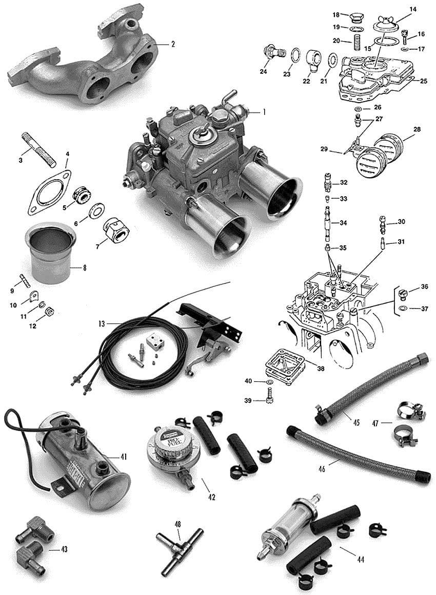 MGB 1962-1980 - Intake manifolds | Webshop Anglo Parts - Weber 45DCOE - 1