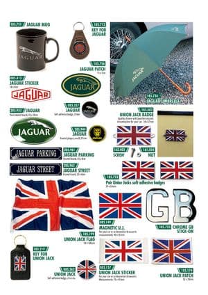 Stickers & emaille borden - Jaguar XJS - Jaguar-Daimler reserveonderdelen - Union jack
