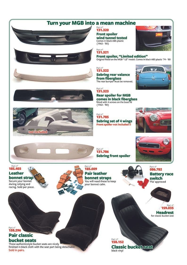 Body styling & seats - Style interieur - Accessoires & améliorations - MGB 1962-1980 - Body styling & seats - 1