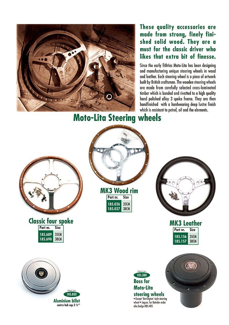 Steering wheels - Sterzo - Auto ruote, sospensioni e Sterzo - Jaguar MKII, 240-340 / Daimler V8 1959-'69 - Steering wheels - 1