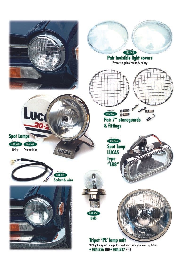 Triumph TR5-250-6 1967-'76 - Fog light assemblies - Competition lamps 1 - 1