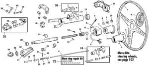dirección 6 cil - Jaguar E-type 3.8 - 4.2 - 5.3 V12 1961-1974 - Jaguar-Daimler piezas de repuesto - Steering column