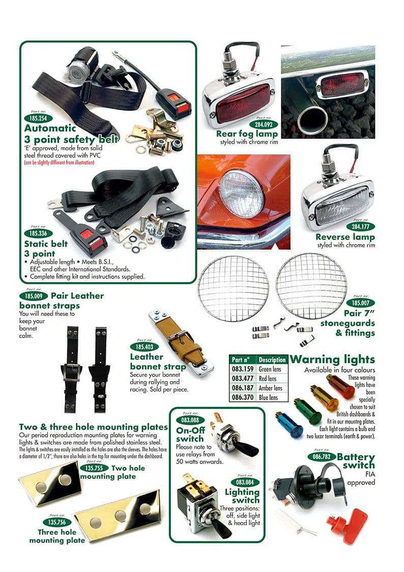 Safety parts & accessories - Ulkopuolen varustelu & tarvikkeet - Viritys & tarvikkeet - Triumph Spitfire MKI-III, 4, 1500 1962-1980 - Safety parts & accessories - 1