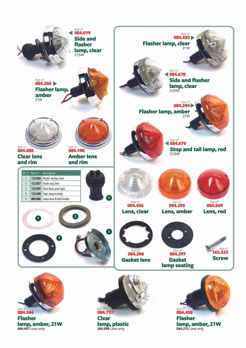 British Parts, Tools & Accessories - Lenses - Flasher, stop & tail lamps 2 - 1