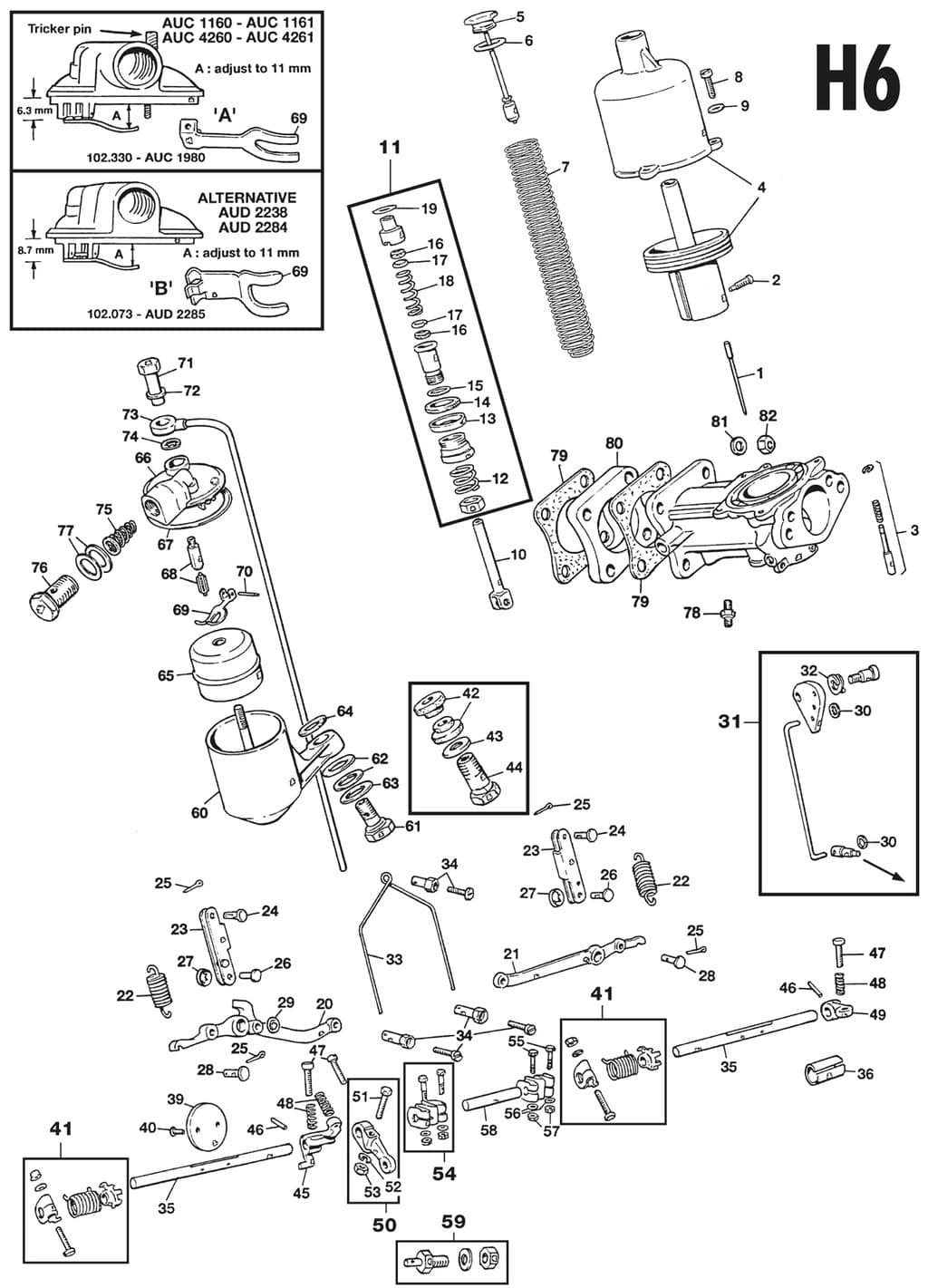 Austin Healey 100-4/6 & 3000 1953-1968 - Carburettors & Parts - H6 carburettors - 1