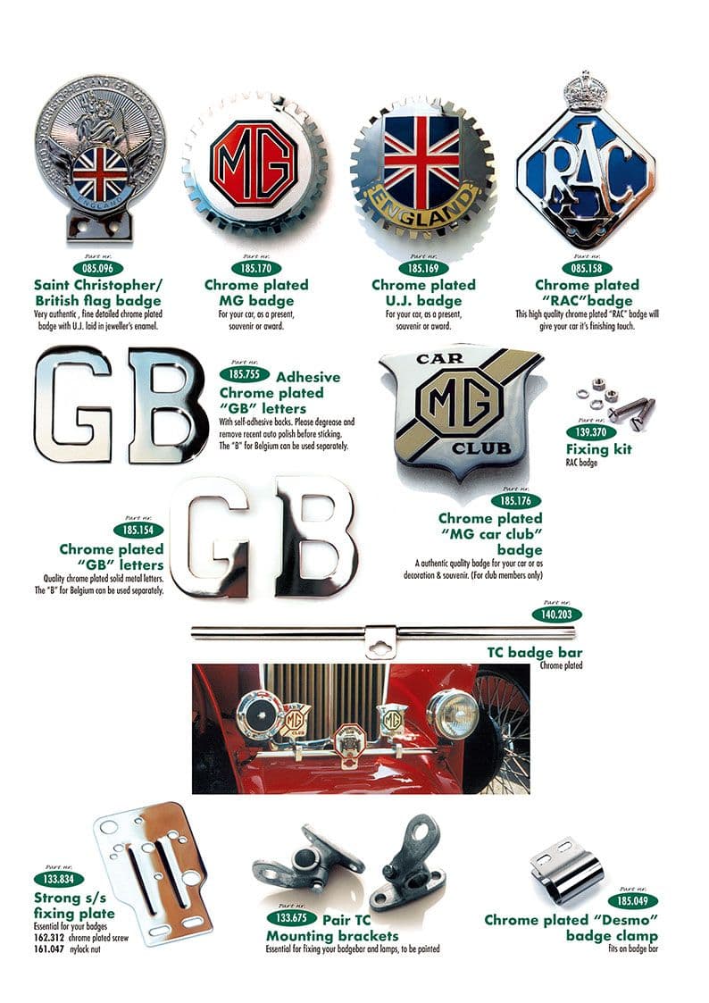 Badges & badge bars - Décalcomanies et insignes - Accessoires & améliorations - MGTC 1945-1949 - Badges & badge bars - 1