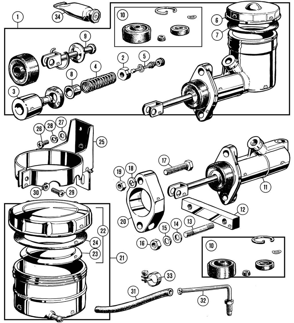 MGC 1967-1969 - Master cylinders | Webshop Anglo Parts - Master brake single - 1