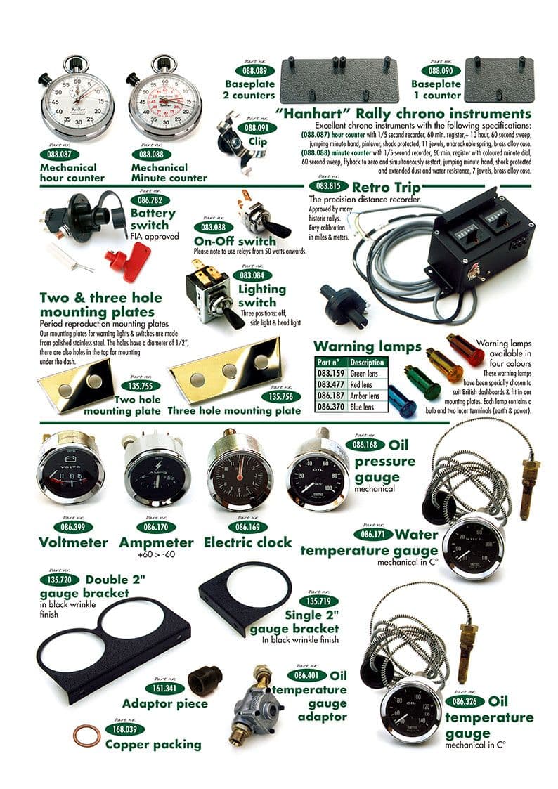 Instruments & Rally - cajas de control, cajas de fusibles, interruptores y relés - Sistema eléctrico - Jaguar E-type 3.8 - 4.2 - 5.3 V12 1961-1974 - Instruments & Rally - 1