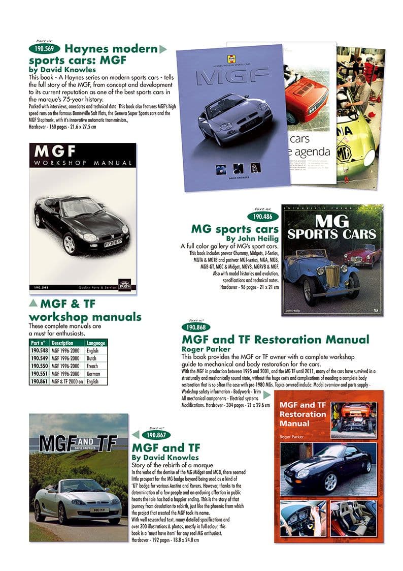 Books and manuals - Catalogues - Librairie & accessoires du pilote - MGF-TF 1996-2005 - Books and manuals - 1