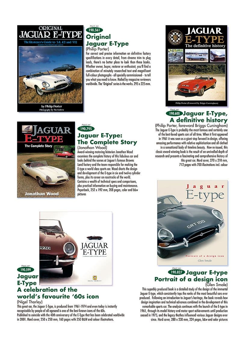 Books E-type - Kirjallisuus - Kirjallisuus & ajotarvikkeet - Jaguar E-type 3.8 - 4.2 - 5.3 V12 1961-1974 - Books E-type - 1