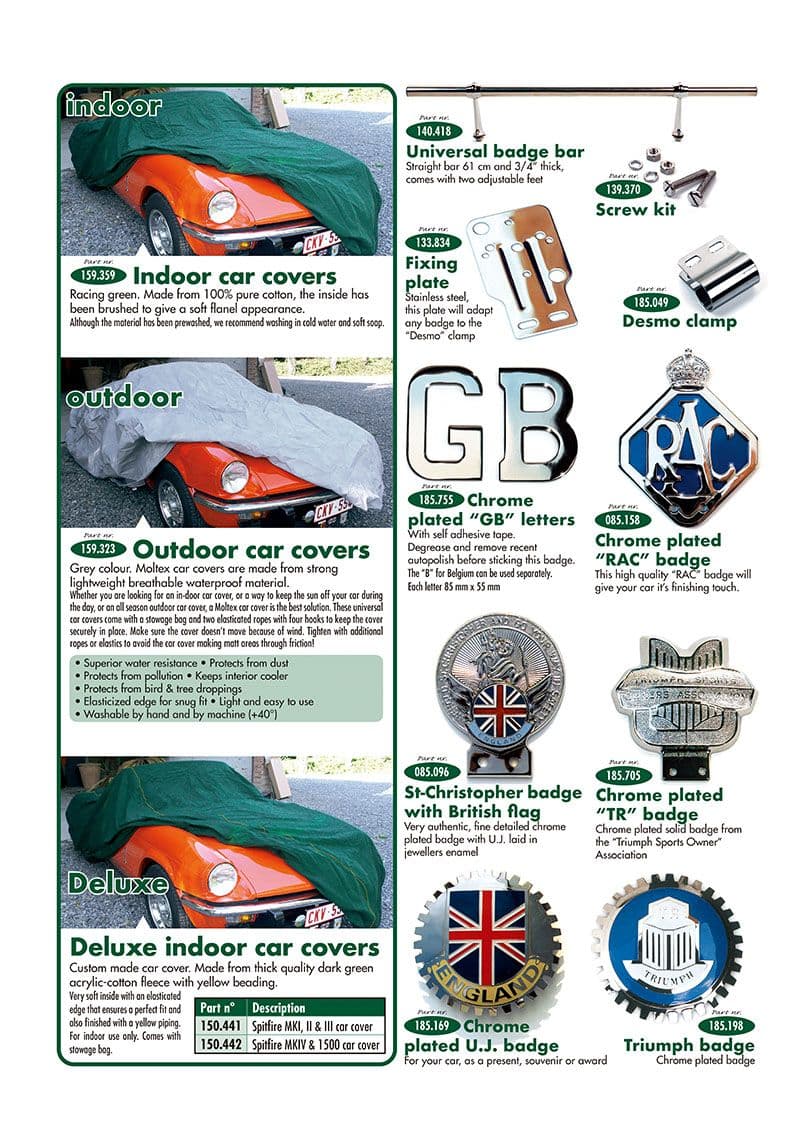 Badges & fixing plates - cuidado de la carrocería - Mantenimiento y almacenamiento - Triumph GT6 MKI-III 1966-1973 - Badges & fixing plates - 1