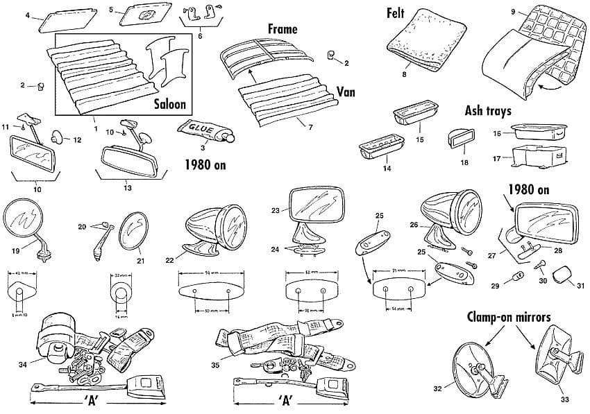Mini 1969-2000 - Seat belt & assemblies - Headlining & interior parts - 1