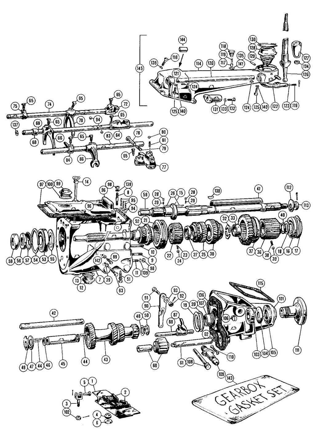 MGTD-TF 1949-1955 - Versnellingsbak, schakelmechanisme - 1
