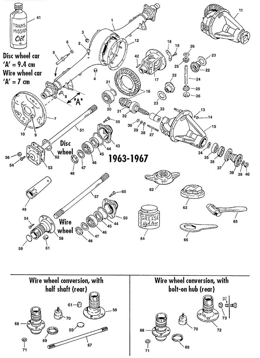 MGB 1962-1980 - Axles & axle parts | Webshop Anglo Parts - Rear axle banjo type - 1