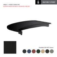 HOOD COVER, INTERTIA REAL SEAT BELTS ON WHEEL ARCHES, PVC, BLACK / MGB - 401.935