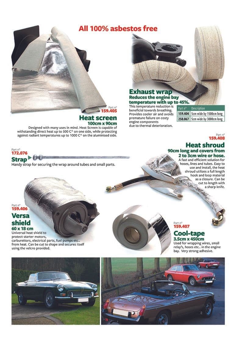 MGB 1962-1980 - Heat shields, wrap & sleeving - Heat reduction - 1