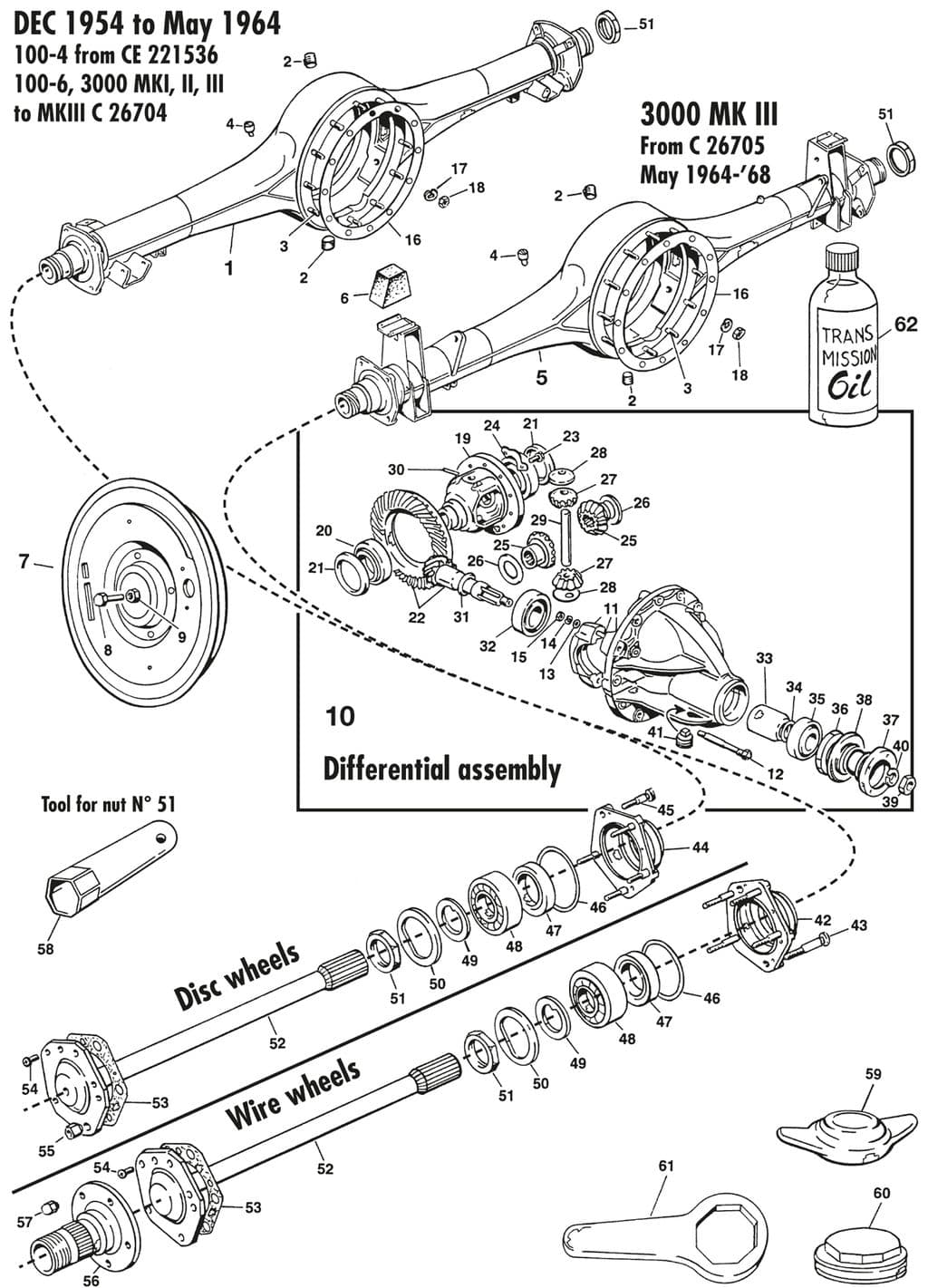 Austin Healey 100-4/6 & 3000 1953-1968 - Differentials & parts - Hypoid rear - 1