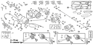 Instrumentdräda och komponenter - Austin-Healey Sprite 1964-80 - Austin-Healey reservdelar - Dash components EU up to 73